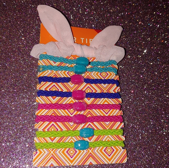 $4 Target 8 Pack Hair Ties & 1 Remington Pastel Pink Bunny Scrunchie - Picture 2 of 4